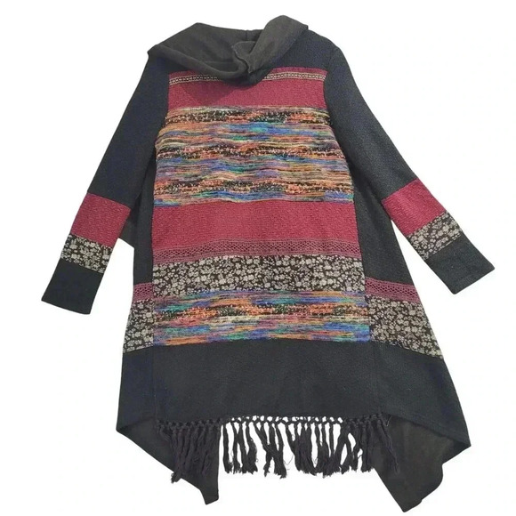 Miss Me Womens Bohemian Hooded Open Front Cardigan Sweater S  4CT - Picture 2 of 9